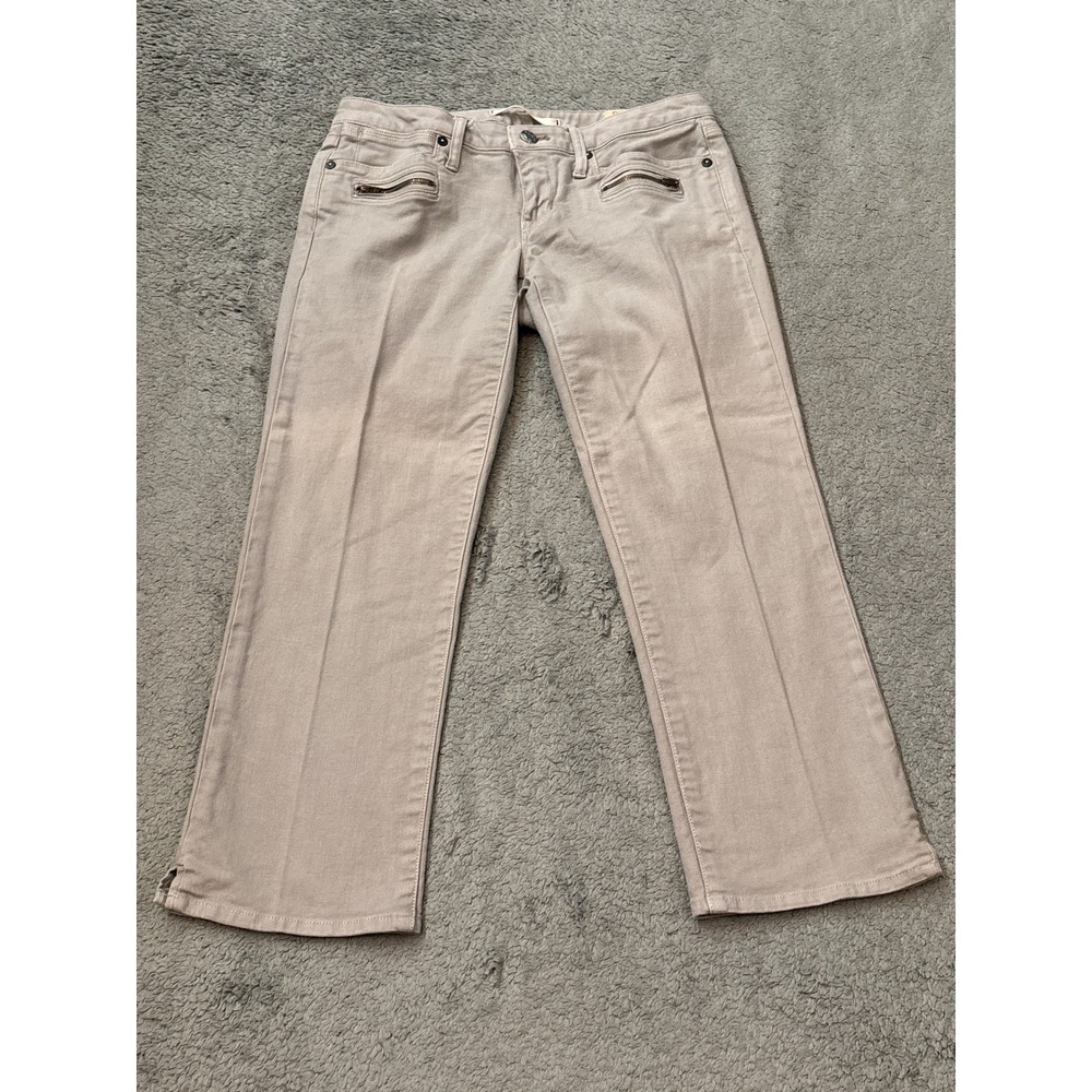 Gap Limited Edition Tan Khaki Cropped Jeans Low Rise Zipper Detail Size 24/0